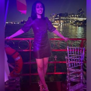 Maroon faux leather dress